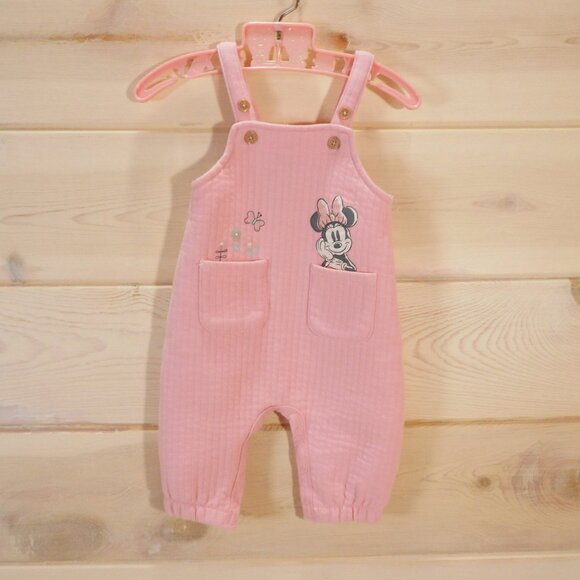 Disney Baby 3-6 months Pink Minnie Mouse Overalls Pockets Pastel Butterfly - Picture 1 of 9